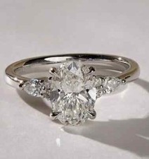 2.50 Carat Oval Cut Moissanite Solitaire Prong Setting Proposal Ring 925 Silver
