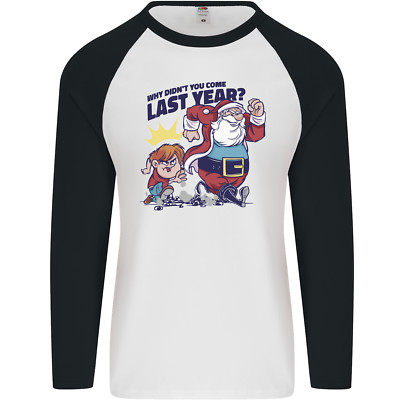 Weihnachten Santa Naughty List lustiges Xmas Herren L/S Baseball T-Shirt
