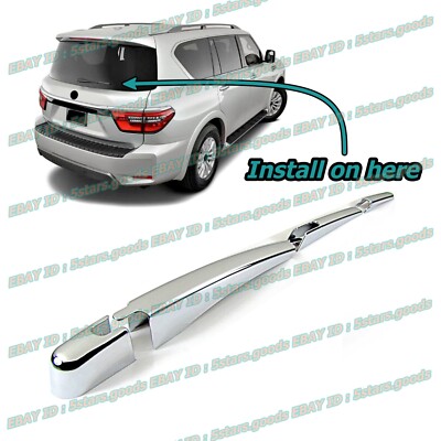 Chrome Upgrade Rear Trunk Tail Wiper Covers Trim For 2017-2024 Nissan Armada SUV