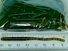 75 Green Pumpkin Green 3"TAPPERED TROUT/FINESS WORM Soft Plastic Fishing Lure