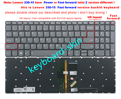 Fast forward for Lenovo 320-17ISK 330-15IKB 330-17IKB laptop US Keyboard backlit