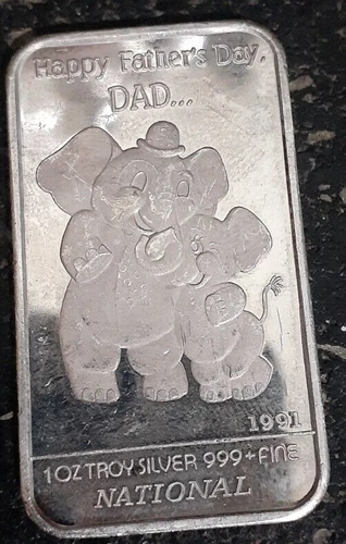 1991 Happy Father's Day Dad - National Mint (Canada) - 1 oz .999 Fine Silver Bar