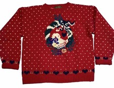 Vintage 1989 Eddie Bauer 100 Wool Sweater Holiday Wreath Goose Chraitmas READ