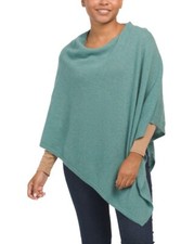 RACHEL ZOE Cashmere Basic Pointed Poncho - Heather