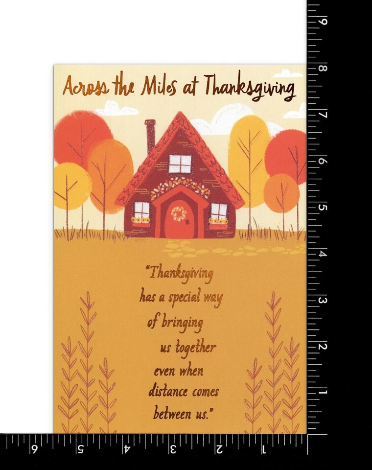 Across the Miles THANKSGIVING Card, Cozy Autumn House by Hallmark + Envelope - Image 3 of 4