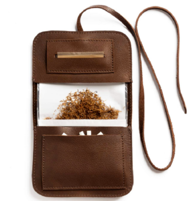 Cigarette tobacco pouch lighter holder pocket Smoking bag cow Leather brown 