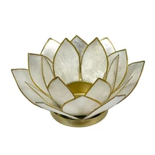 White Capiz Shell Lotus Flower Small Tealight Candle Holder