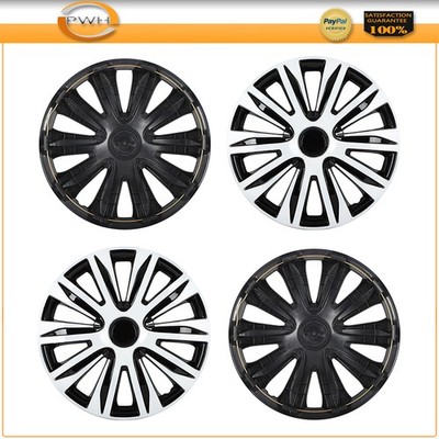 Set of 4 Silver & Black R17 Wheel Covers Snap On Hub Caps Made of High Grade PP