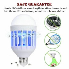 Electric Mosquito Killer LED Bulb Lamp Insect Fly Pest Bug Zapper Trap Light 15W