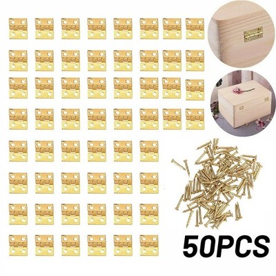 50 Pcs Mini Brass Hinge For Small Craft Door Box Accessories Gold 8*10mm