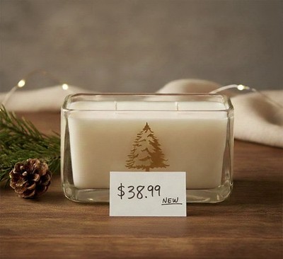 Christmas Tree Scented Candle Square Glass Jar | Holiday Home Decor Gift