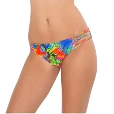 NWT Luli Fama Bikini Bottom M Multi Braided String Sides Swim Colorful Sexy NEW