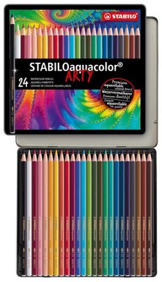 Aquarellable Coloring Pencil - STABILOaquacolor - Tin of 24 - Assorted Colors