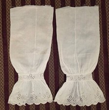CIVIL WAR ERA 1860 S HAND SEWN WHITE EYELET UNDERSLEEVES FOR DRESS