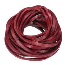3.3 Yards 3mm Flat Leather Cord, Leather Lacing Strips for DIY Crafts Red Brown