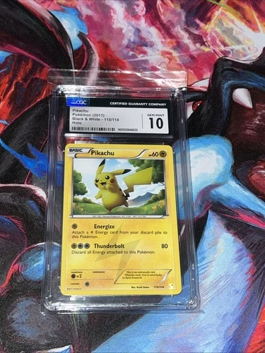 CGC 10 GEM MINT Pikachu 2011 Black & White 115/114 Holo Pokemon Card