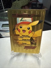 Ash Pikachu EX Gold Foil Fan Art Card Hp5000 Thunder Punch💥💥💥