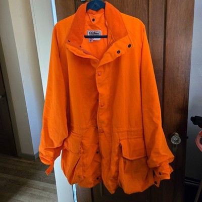 LL Bean 2 Piece Hunting Jacket with Hat Hood and Glove Blaze Orange XL