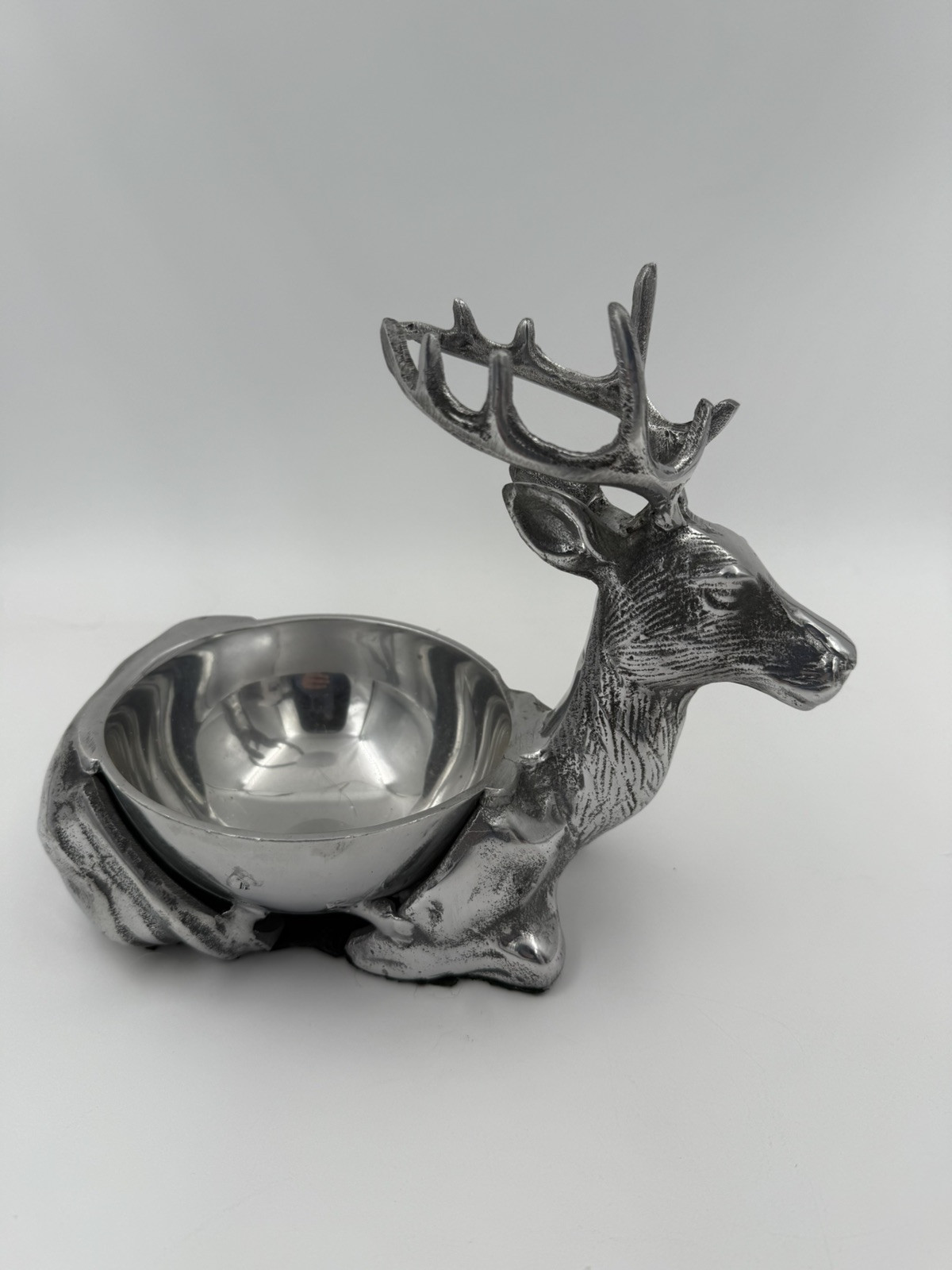 METAL FIGURAL STAG DEER SNACK NUT BOWL CANDY DISH