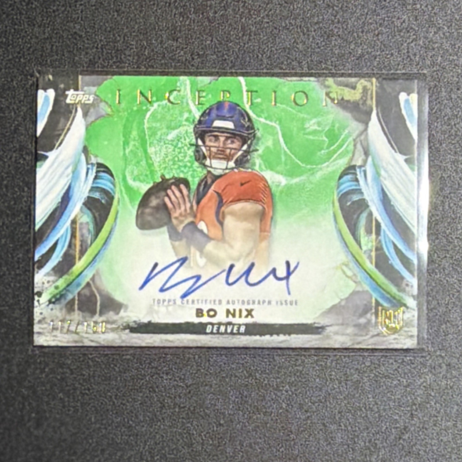 2024 Topps Inception Bo Nix #RA-BN Green Rookie Auto /150 Broncos NFL