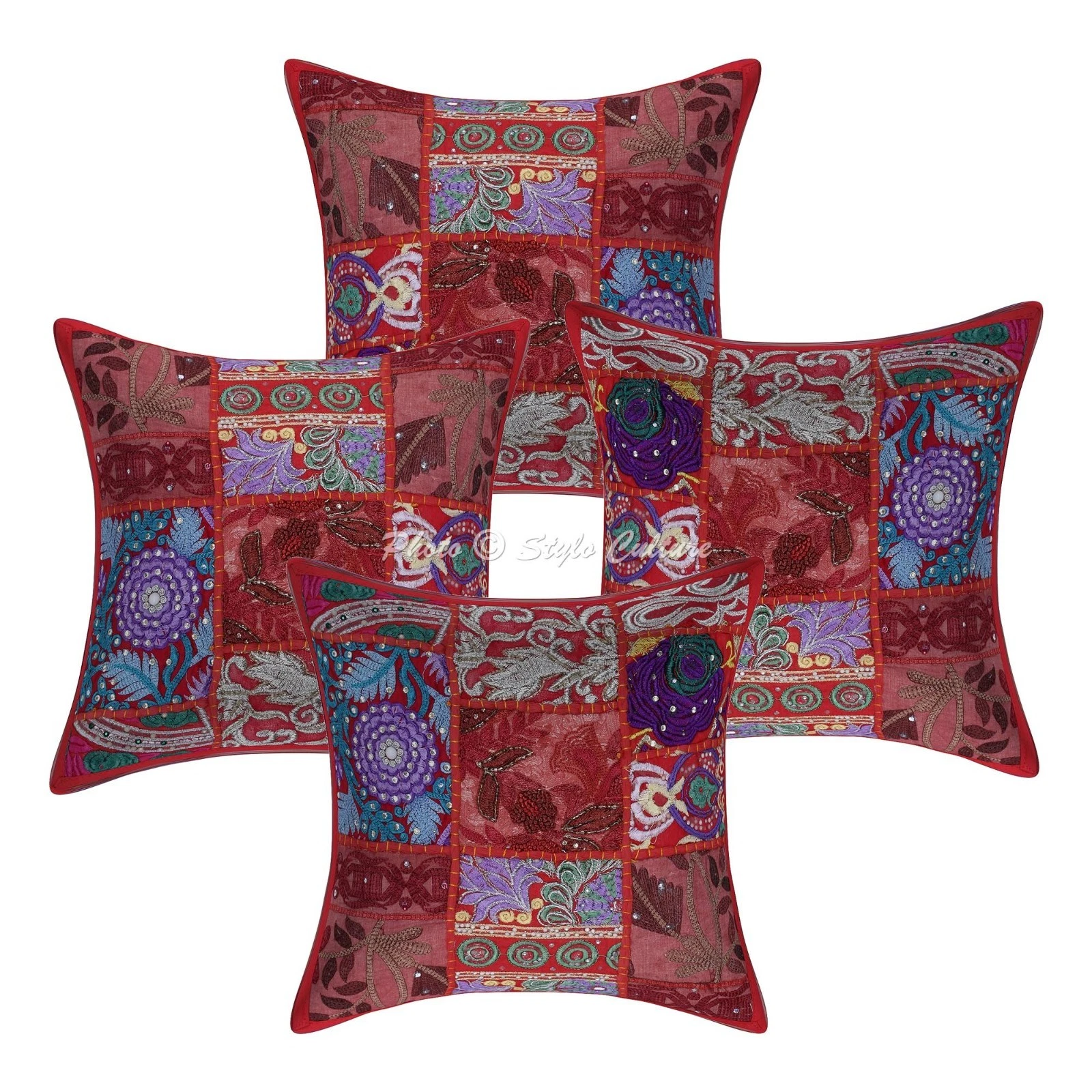 Boho Vintage Patchwork Throw Pillow Covers Cotton 30x30 cm Cushion Cover Indian