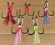 10 Hook Lot  5/0  BKK - New Colors Assist Jigging  Hooks  Double Tuna Knife Jig