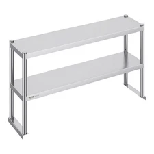 Double Tier 12x48in Stainless Steel Height Adjustable Prep Work Table