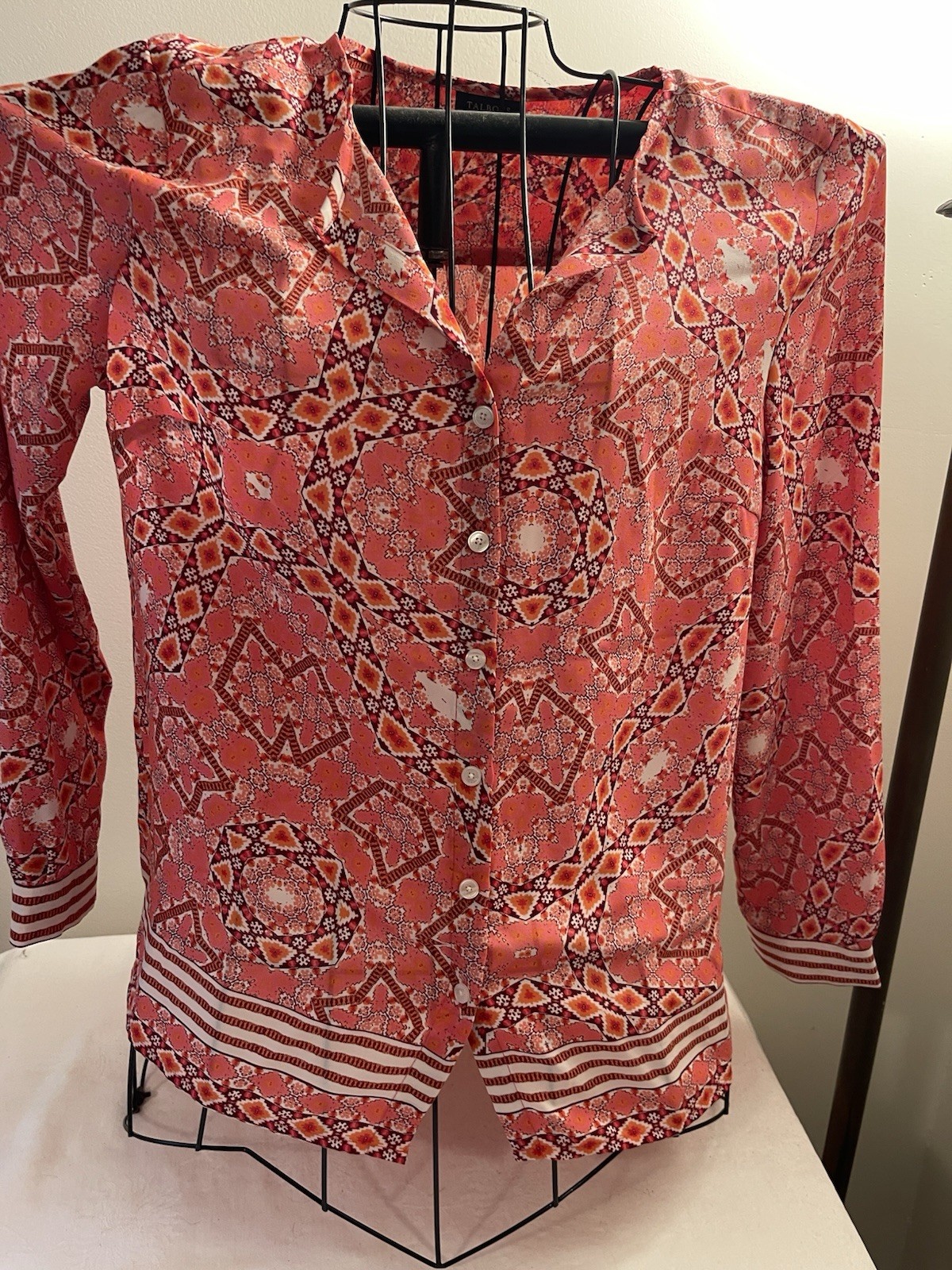 Talbots Small Petite Blouse Front Button Pinks L2… - image 1