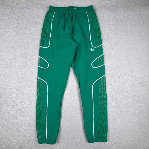 Adidas Track Pants Mens Small Green Swishy Nylon Jogger Trefoil Mesh Lined Retro