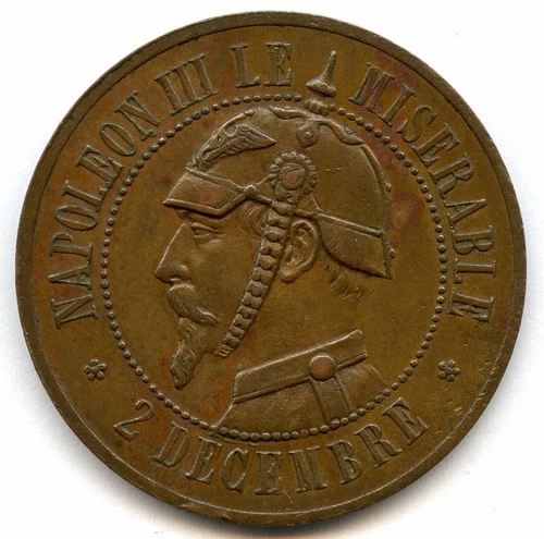 Napoleon III Le Miserable Vampire de France 1870 Jeton 32mm 11gr !!!