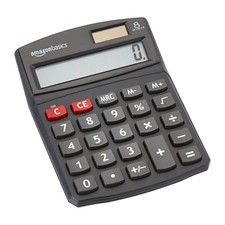 Amazon Basics LCD 8-Digit Desktop Calculator, Portable and Easy Small, Black