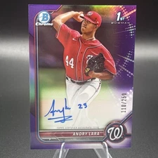 Andry Lara Auto #CPA-AL /250 Purple Refractor  2022 Bowman Chrome 1st Prospect