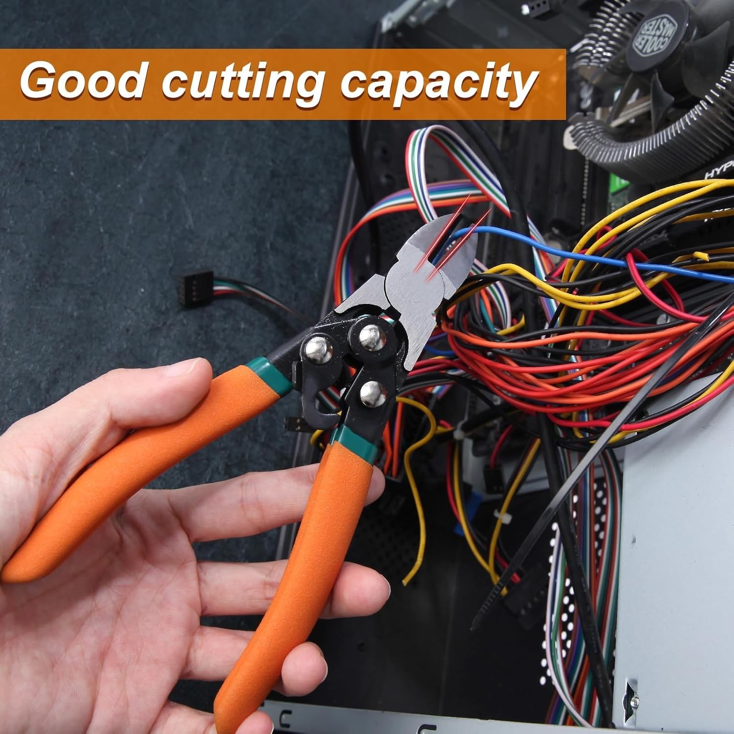 SPEEDWOX Compound Action Diagonal Cutters 6.5-Inch Wire Medium, Orange 