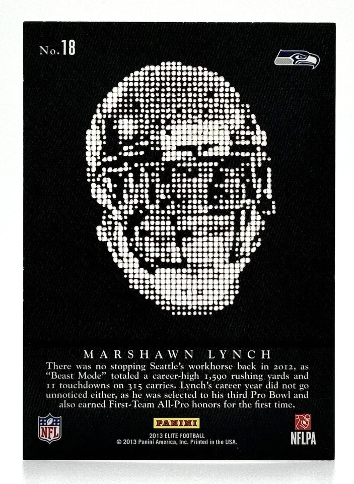 2013 Panini Elite Portraits Silver #18 Marshawn Lynch Seattle Seahawks - Image 2 of 2