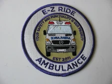 E-Z   E Z  Ride Ambulance Safety Punctuality  EMT Patch Iron On 4”  Rare Logo