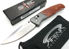 S-Tec Wood Axis Lock Ball Bearing Pivot Manual Pocket Knife Tip Up Carry EDC