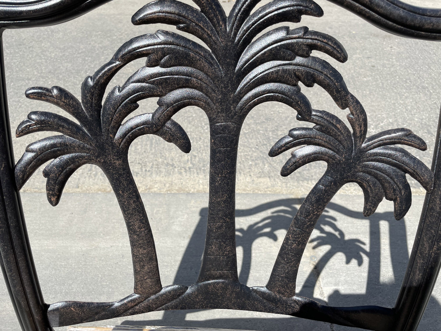 Palm tree patio furniture outdoor cast aluminum chairs set of 4 Desert