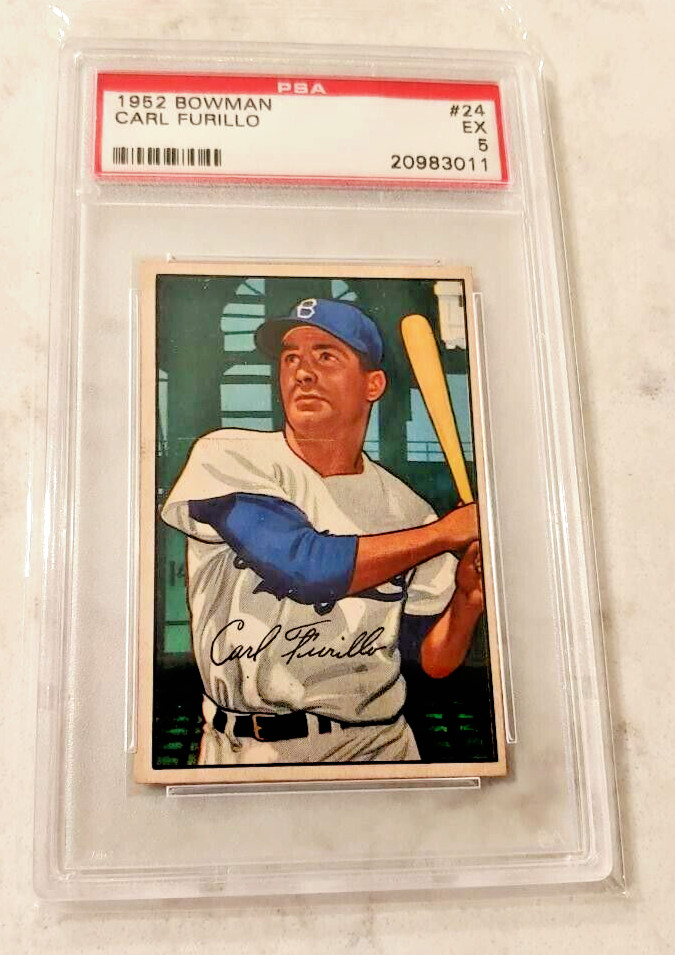 1952 BOWMAN - #24 CARL FURILLO - PSA EX 5 - BROOKLYN DODGERS.