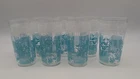 8 Vtg Anchor Hocking Turquoise Blue White 11oz MCM Kitchen Glasses Tumblers