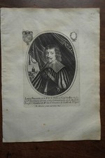 LOUIS PHELYPEAUX SEIGNEUR DE LA VRILLIERE....Portrait. Original Engraving (1650).