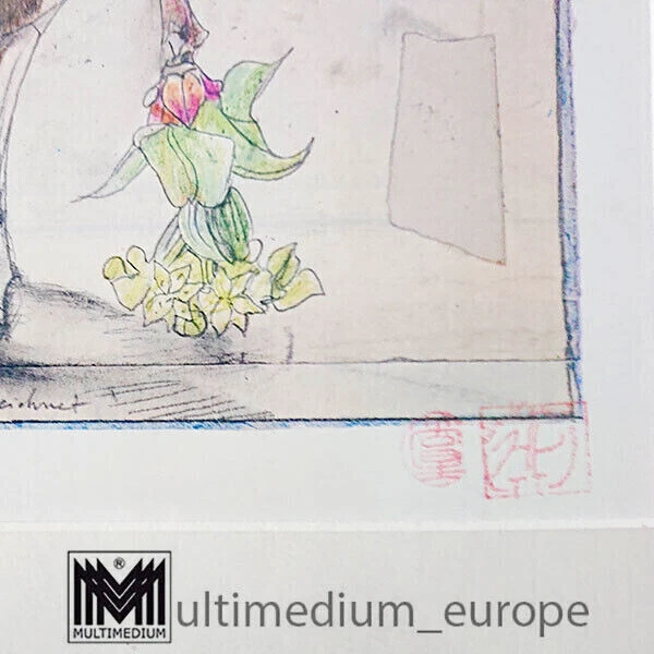 Horst Janssen (1929-1995) Farboffset Stillleben Ahorn Gegen die Zeit gezeichnet - Bild 3 von 4