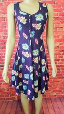 VTG Purple Sleeveless Floral Dress Size XL Waist Tie Sundress Crinkle Starina