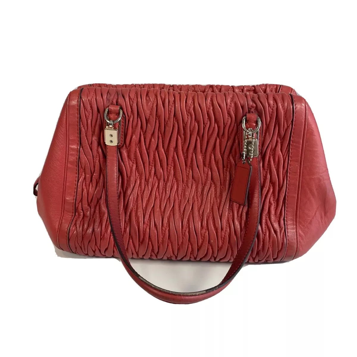 Coach Madison Satchel Purse Leather L Handbag Dark Pink M Gather