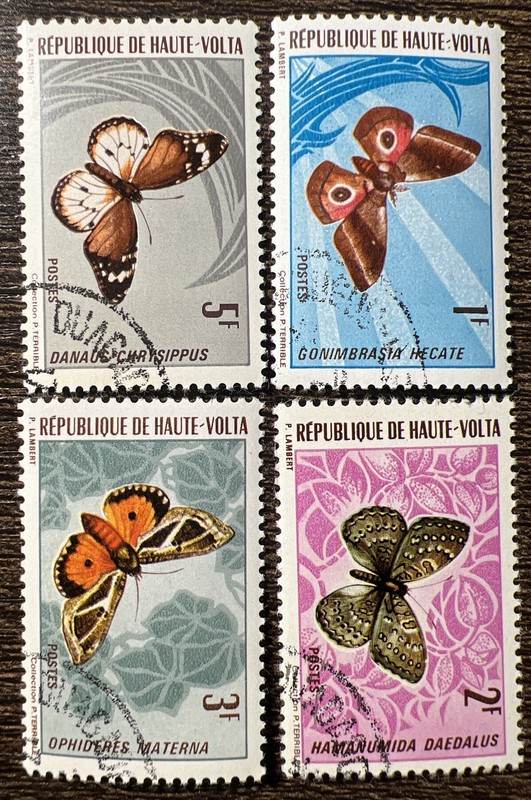 Lot of 4 Haute Volta Butterfly Stamps