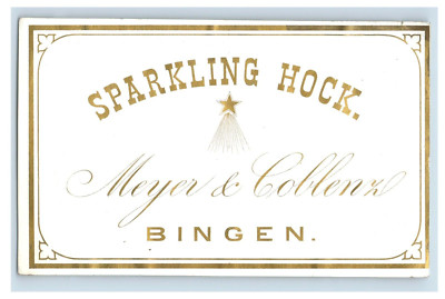 1870's-80s Sparkling Hock Bingen German Wine Label Original S86E