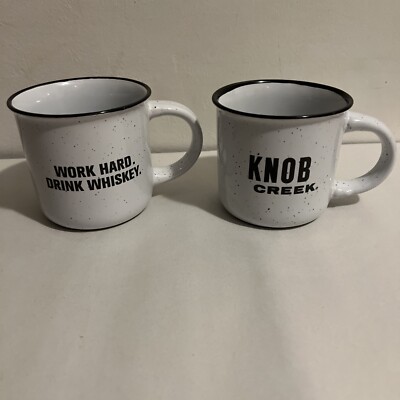 Knob Creek Whiskey Set Of 2 Coffee Mugs With Handle Work Hard Drink Whiskey