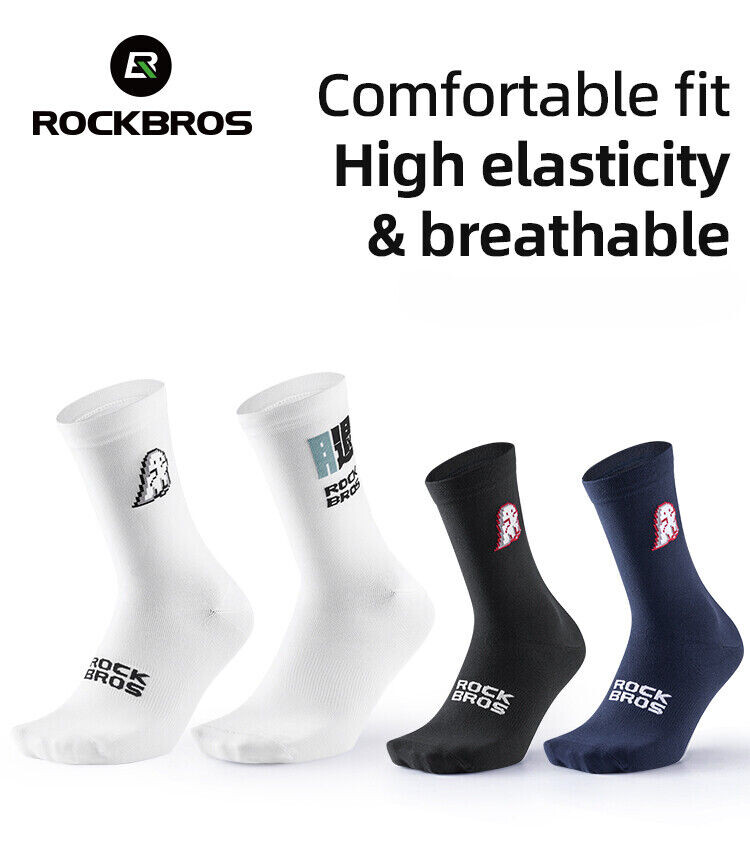 ROCKBROS 3 pares de calcetines de ciclismo calcetines transpirables acolchados calcetines de bicicleta para hombres y mujeres