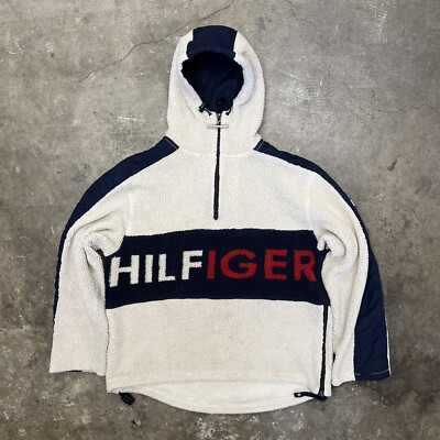 Vintage 90s Tommy Jeans Tommy Hilfiger Sherpa Fleece Hood