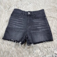 Lee Heritage Women's 2 Black Wash Relaxed Fit High Rise Denim Shorts Raw Hems