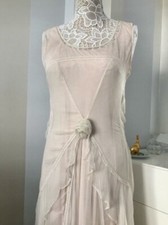 Large  NWT Nataya Tea Rose Chiffon Tiered Dress  Ivory Downtown Abbey 10709